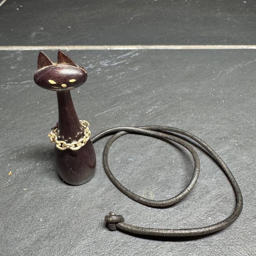 Vintage W‎ Hecht West Germany Wooden Cat Mini Trinket Mid Century Modern MCM